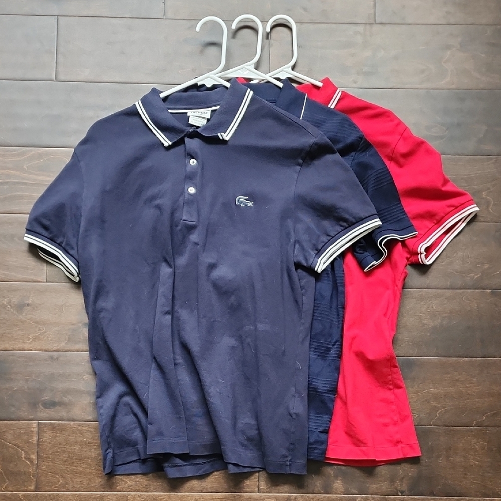 Lacoste Blue and Red Polo Shirts Classic Style